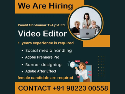 Video Editor required at Pandit Shivkumar 124 Pvt Ltd