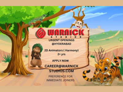 2D Animators are required at Warnick Studio