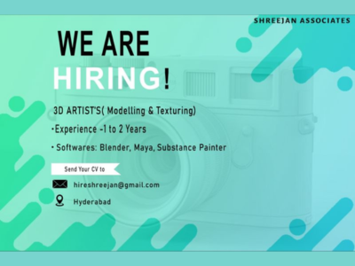 3D Artists required at SHREEJAN ASSOCIATES