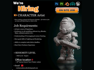 Job opening for talented 3D Character Artist