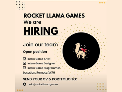 Work From Home job openings at Rocket Llama Games