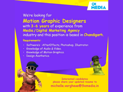 Motion Graphics Designer is required at 9X Media - After Effects