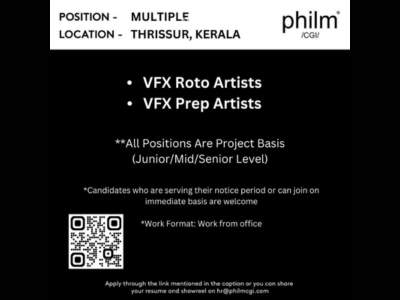 Multiple VFX job openings at philm CGI studio