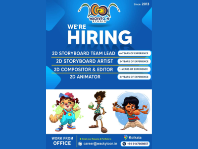 Multiple job openings for 2D Artists at Wackytoon Studio - Kolkata