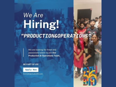 Studio56 is hiring freshers in Productions & Operations Team