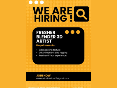 ND Animations is hiring Fresher Blender 3D Artist