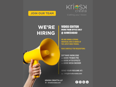 Video Editor required at Kriosk Creatta LLP