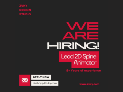 Zvky Design Studio is hiring Lead 2D Spine Animator