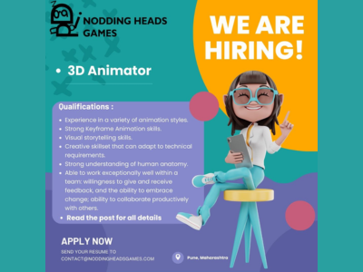 3D Animator required at Nodding Heads Games
