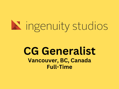 CG Generalist required at Ingenuity Studios