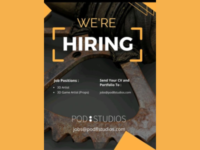 Pod 8 Studios is hiring for 3D department