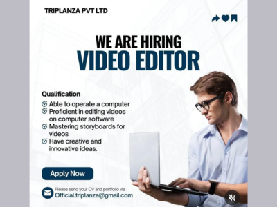 Video Editor required at TRIPLANZA PVT LTD