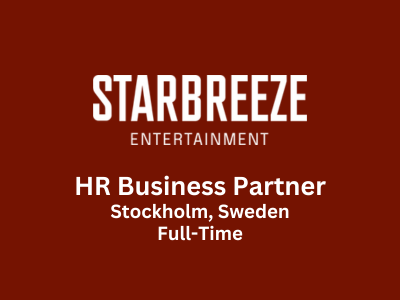 HR Business Partner required at Starbreeze Entertainment