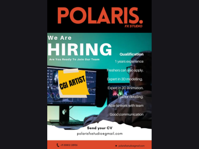 Job opening for expert CGI Artist at Polaris FX Studio