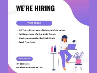 Work From Home job opening for experienced Video Editor