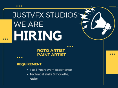 Just VFX Studios is hiring Roto Artist and Paint Artist