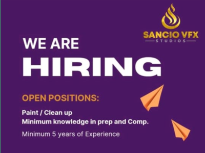 Sancio VFX Studios is hiring PaintClean Up Artists