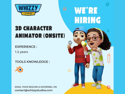 3D Character Animator required at Whizzy Studios