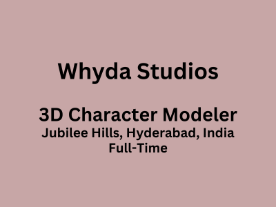 3D Character Modeler required at Whyda Studios
