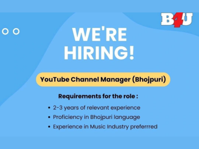 B4U is hiring YouTube Channel Manager