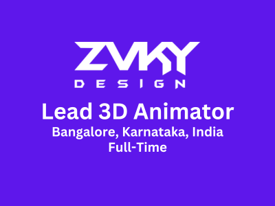 Lead 3D Animator required at Zvky Design Studio