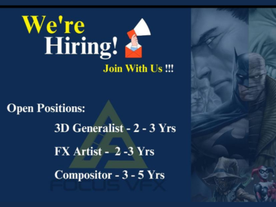 Multiple job openings at FocusVFX