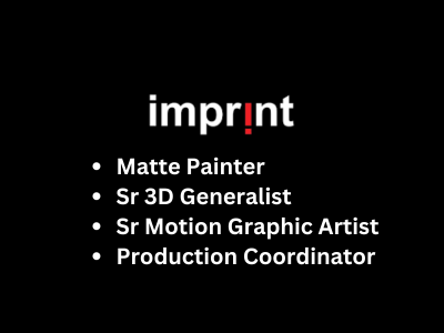Multiple job openings at Imprint Studios