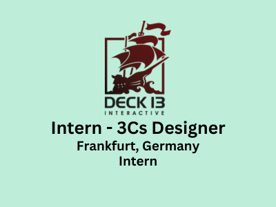 DECK 13 Interactive is hiring Intern - 3Cs Designer