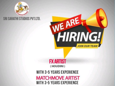 Sri Sarathi Studios is hiring FX Artist & Matchmove Artist