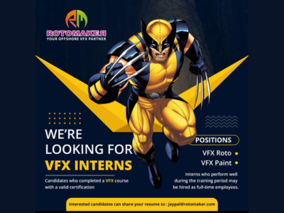 Rotomaker is hiring for VFX Interns - Roto & Paint
