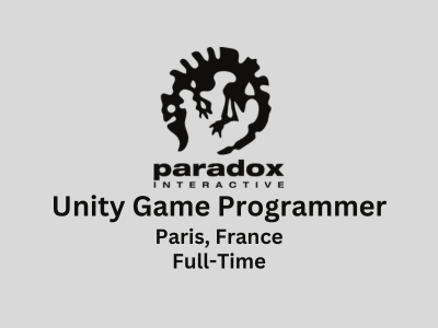 Unity Game Programmer required at Paradox