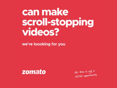 Zomato is seeking a talented Video Editor