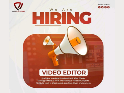 Political Veins is seeking a talented Video Editor