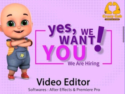 Video Editor required at Crazy Cub Animation Studio