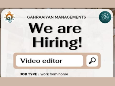 Work from home job for Video Editor Gahraaiyan Managements