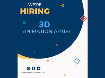 3D Animation Artist required at Prolific 3D Tech