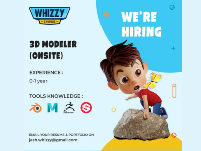 3D Modeler required at Whizzy Studios