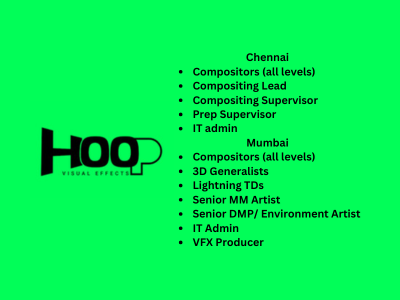 Multiple job openings at Hoop VFX Studio