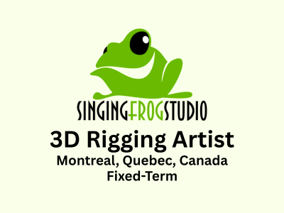 3D Rigging Artist required at Singing Frog Studio