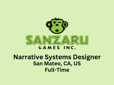 Sr Narrative Systems Designer required at Sanzaru Game Studio