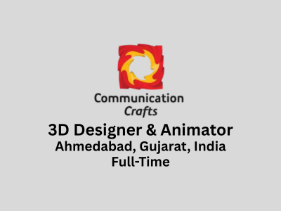 3D Designer & Animator required at Communication Crafts