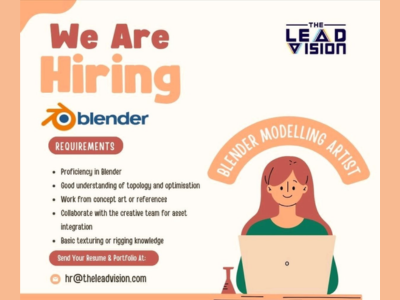Blender Modelling Artist required at The Lead Vision