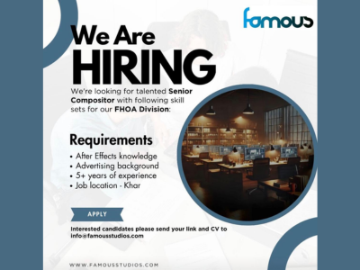 Senior Compositor required at Famous Studios