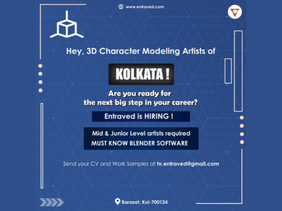 Entraved Createch is hiring 3D Character Modelling Artist