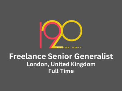 Freelance Senior Generalist required at 1920 VFX