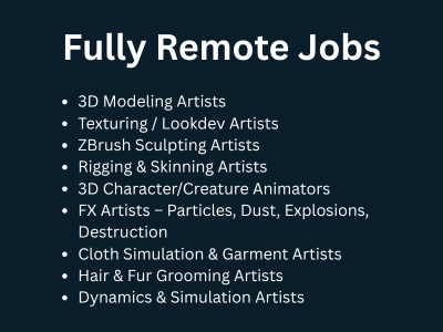 VFX Artist Job Remote Senior Mid Level