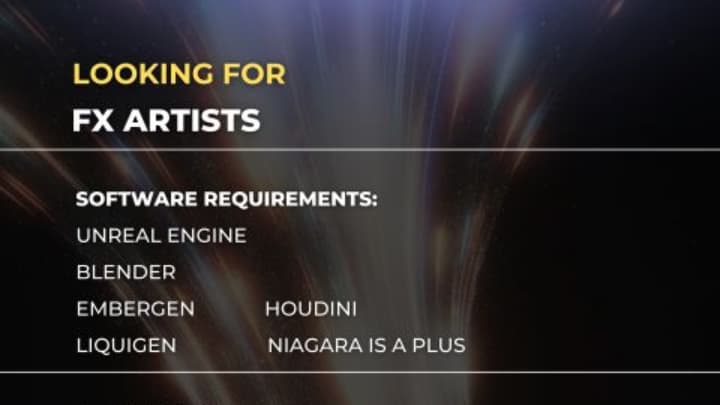 FX Artist needed (Blender, Houdini, Unreal Engine)
